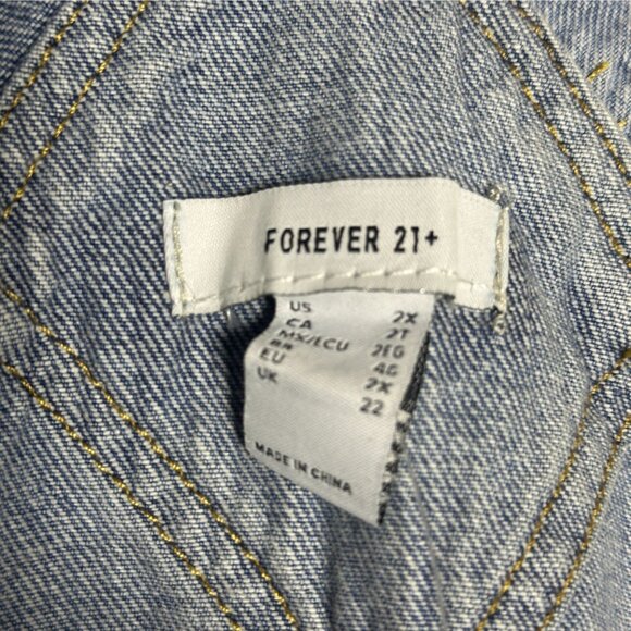 Forever 21 Denim Jeans Bib Overalls Shorts Western Indie Boho Pant Women 2x NWT - Picture 4 of 15